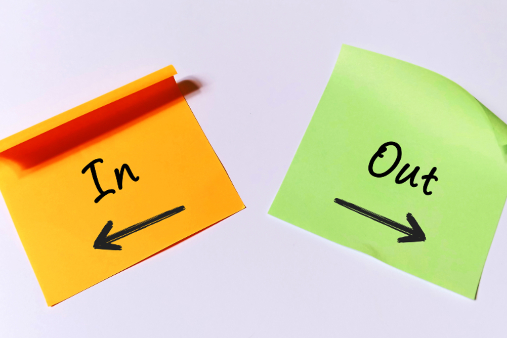 In and Out post-it notes